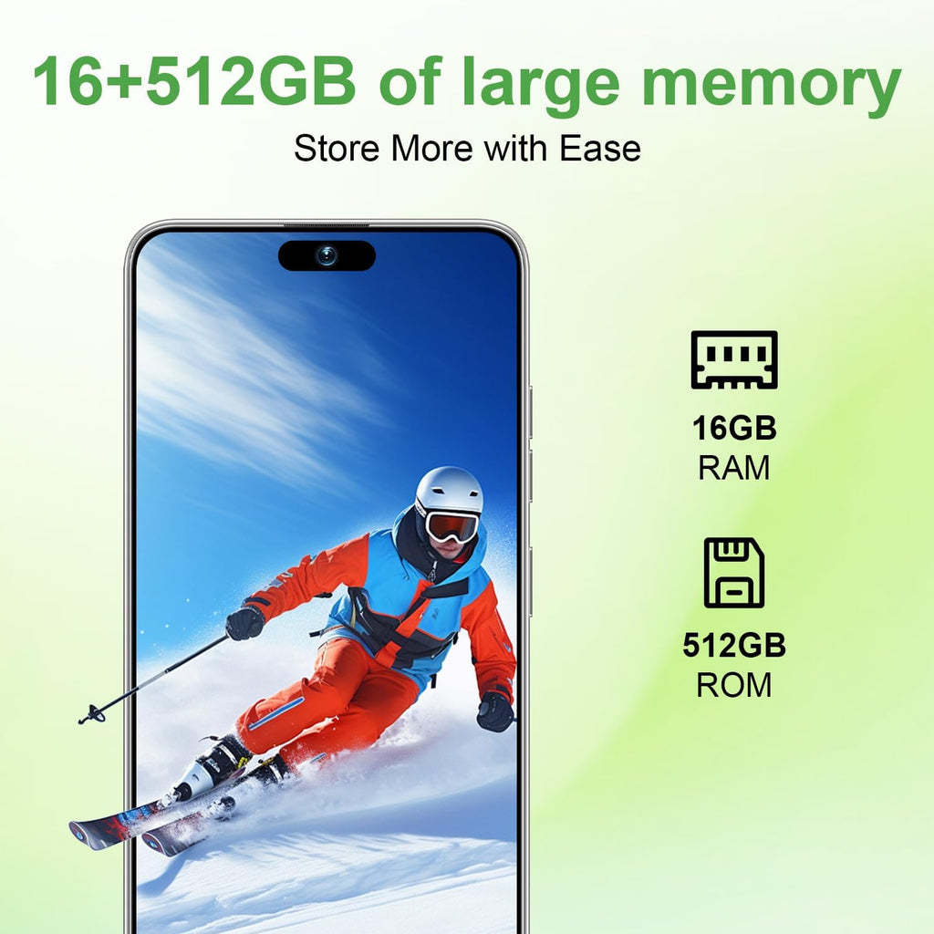 Unlocked Cell Phone 16GB+512GB Smartphone 6.99" HD Screen Android 15 5G 7000mAh (Purple) I3316