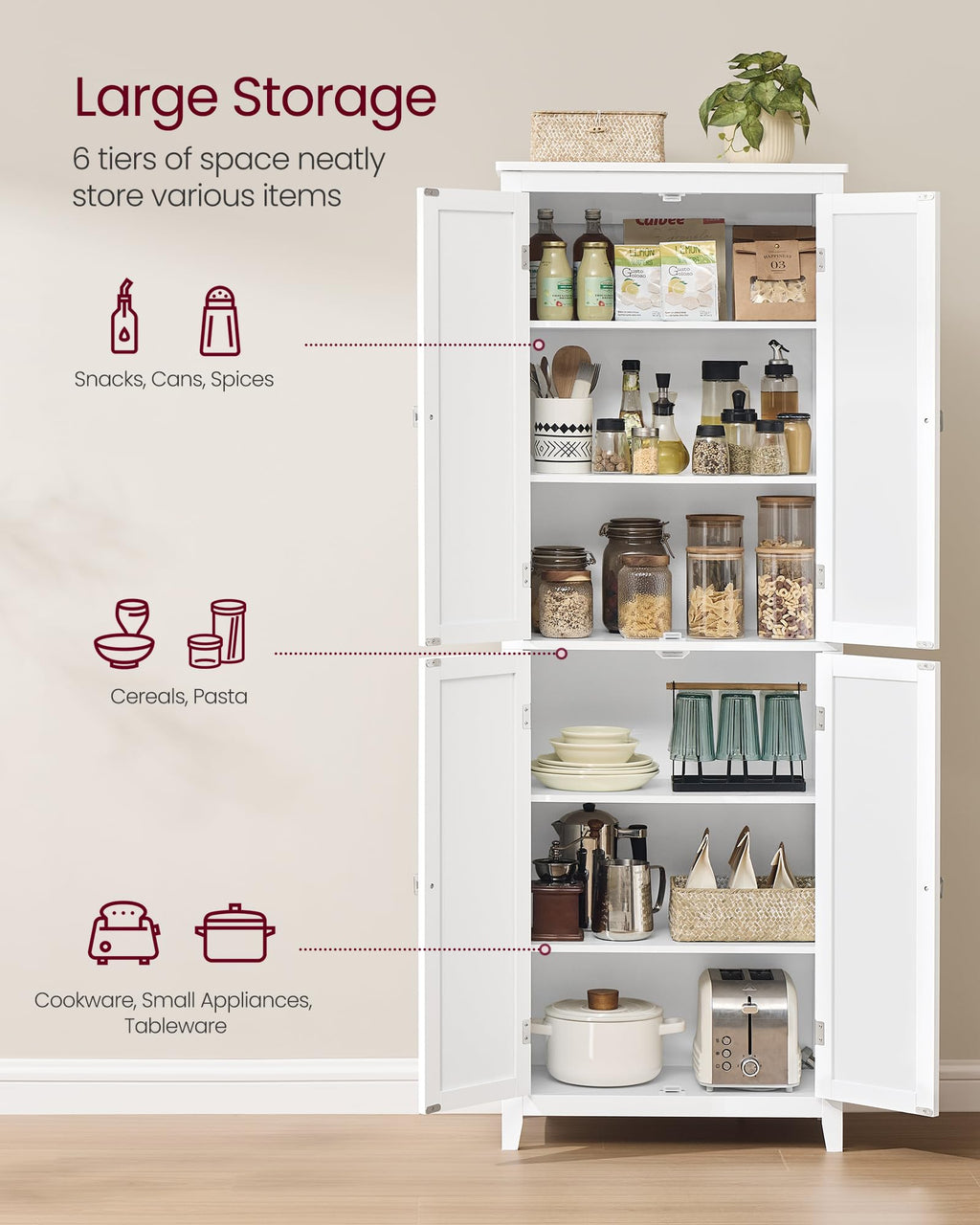 Tall Storage Cabinet with 4 Doors and 4 Adjustable Shelves B97348