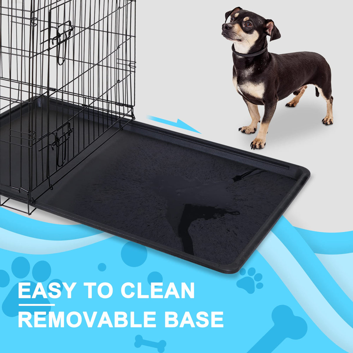42 Inch Folding Metal Dog Crate with Tray and Handle F79850