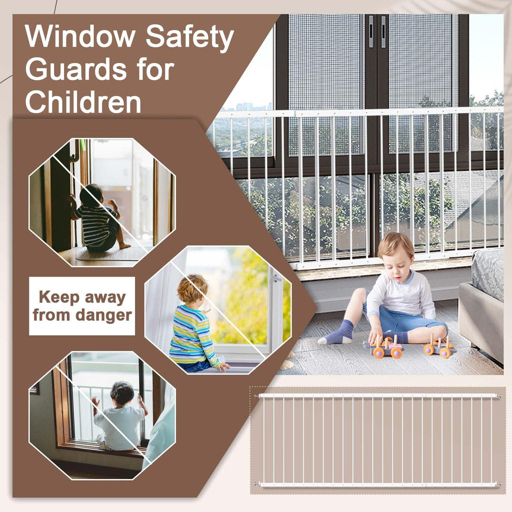 Adjustable White 4 Panel Window Guards K70698
