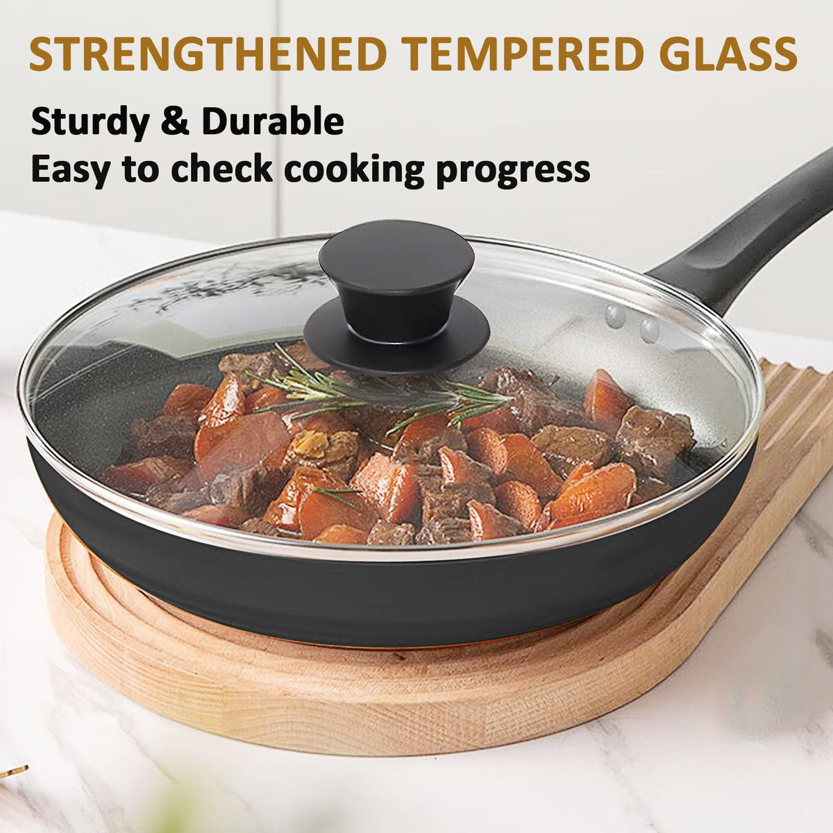Tempered Glass Lid with Heat Resistant Handle 10.25 In T2128