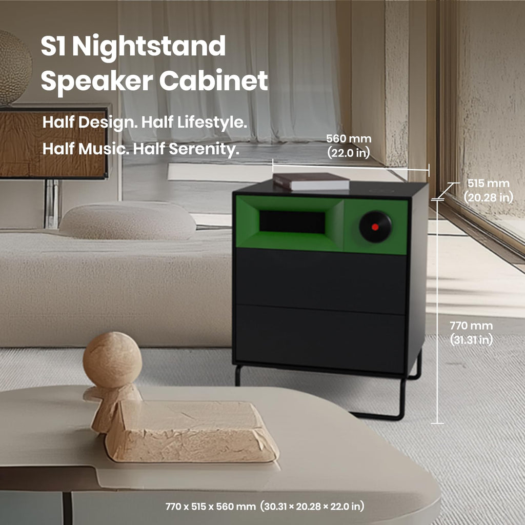 Bluetooth Wireless Charging Speaker Nightstand with 2 Drawers C45156