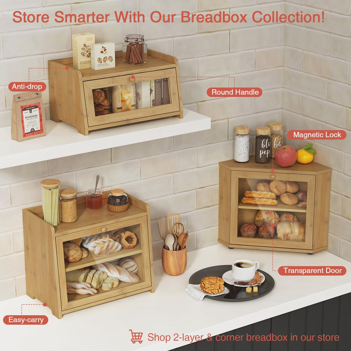 Wood Bread Box with Window D358