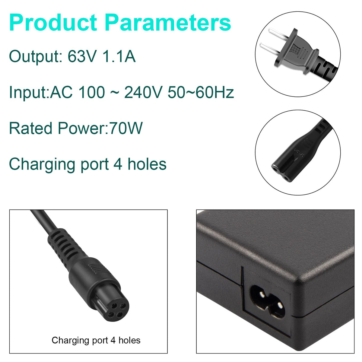 4 Prong Charger for Ninebot S Z91637