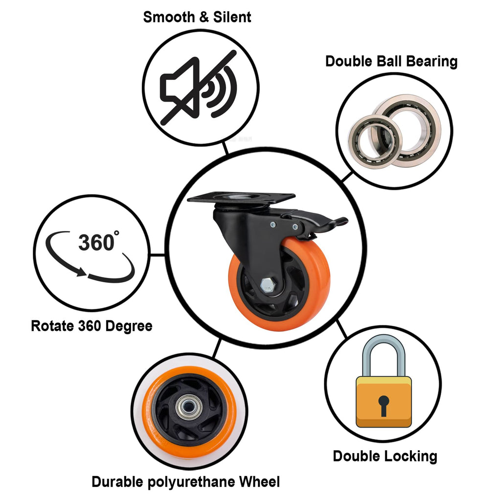 4" Heavy Duty Caster Wheels Set of 4 L43321