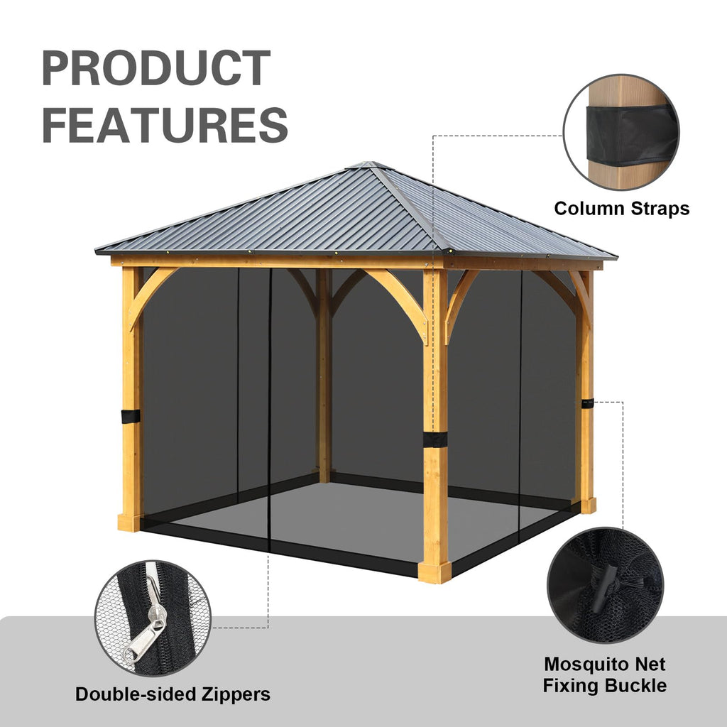 10' x 10' Black Gazebo Netting Screen Replacement E971108