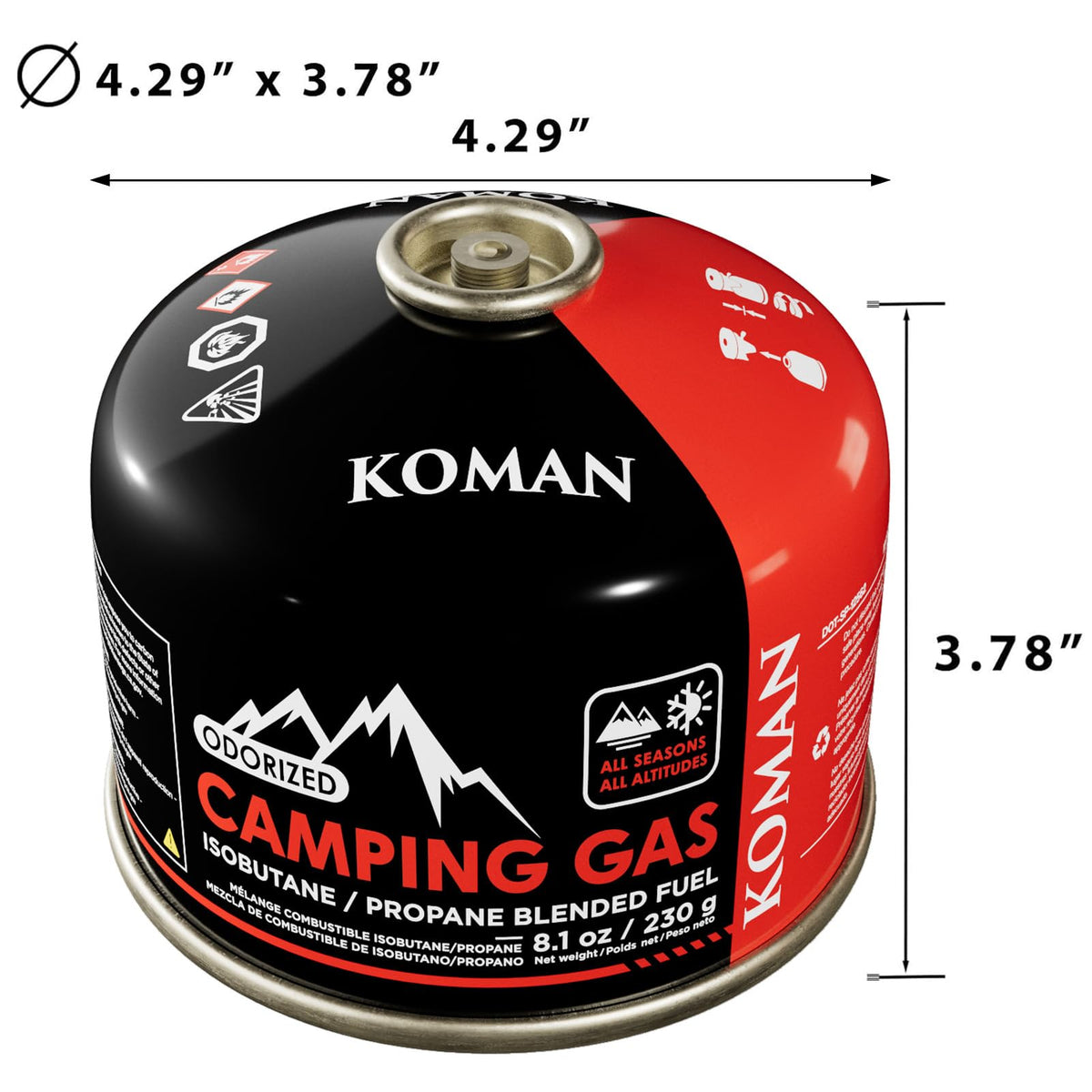 230 Gram Isobutane Butane Propane Camping Fuel Canister Pack of 6 L3347