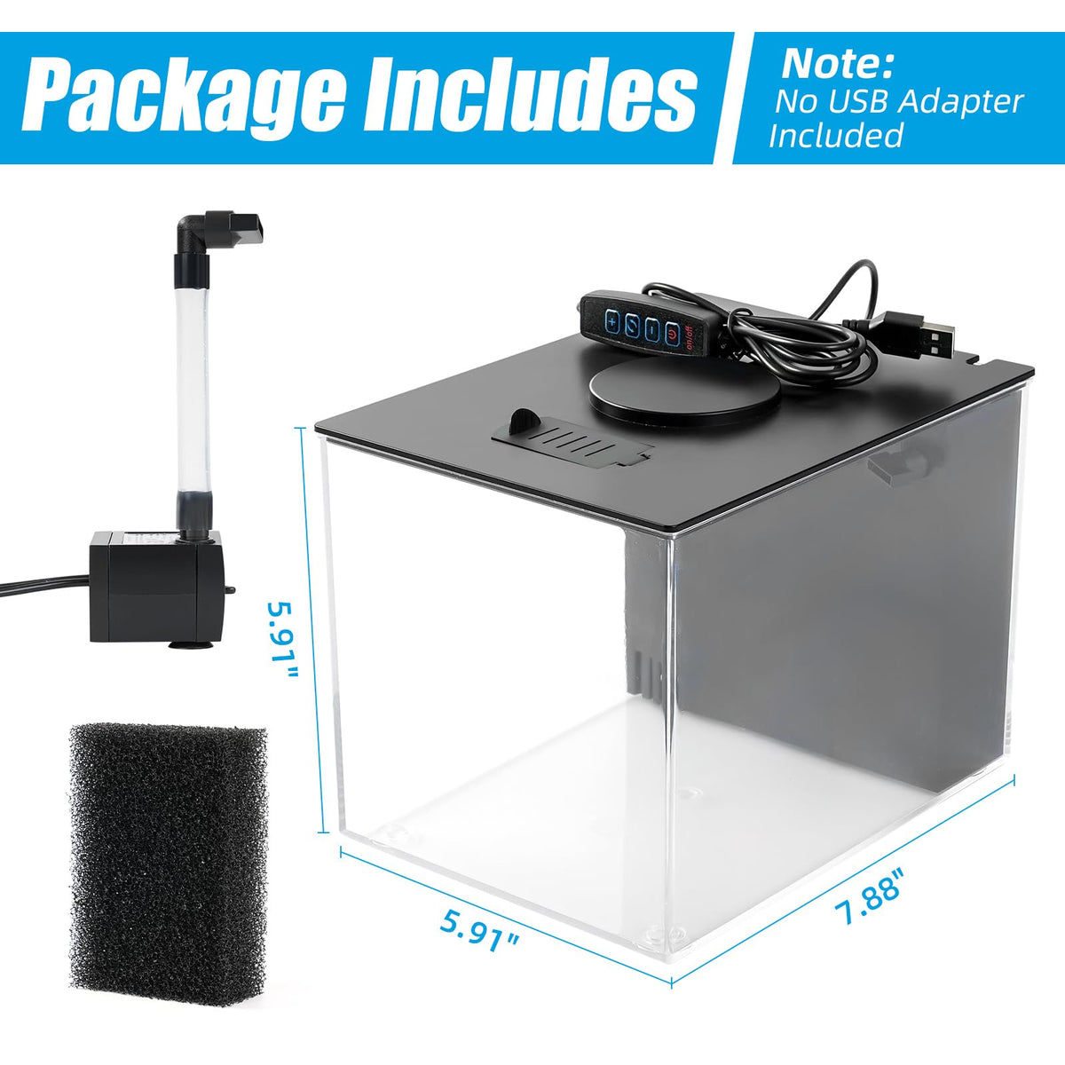 1 Gallon Betta Fish Tank with LED Light and Water Filter Pump S3059