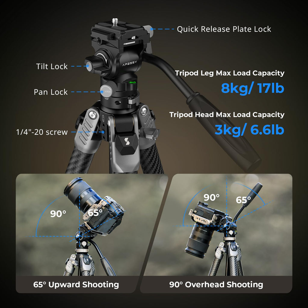 Carbon Fiber Video Tripod with Fluid Head P3573