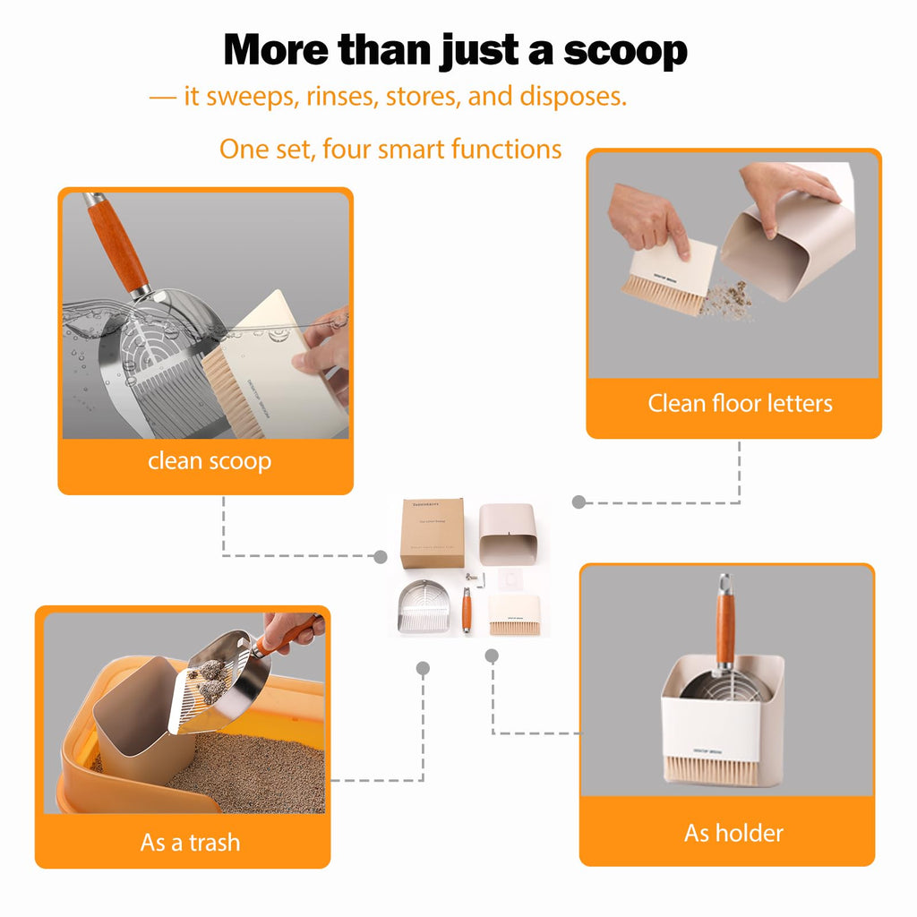 304 Stainless Steel Cat Litter Scoop with Holder Stand O223