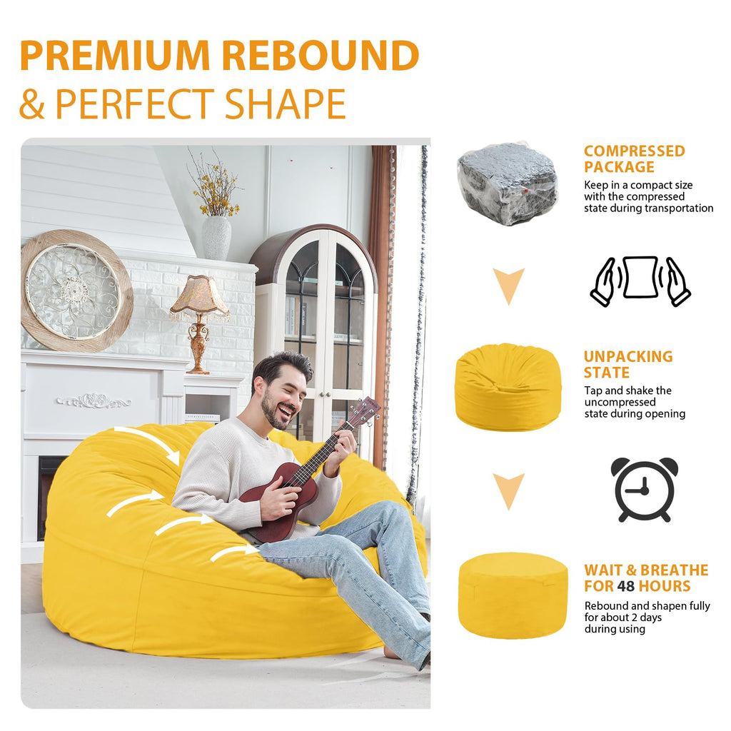 5FT Memory Foam Bean Bag Chair with Dutch Velvet Cover B589740