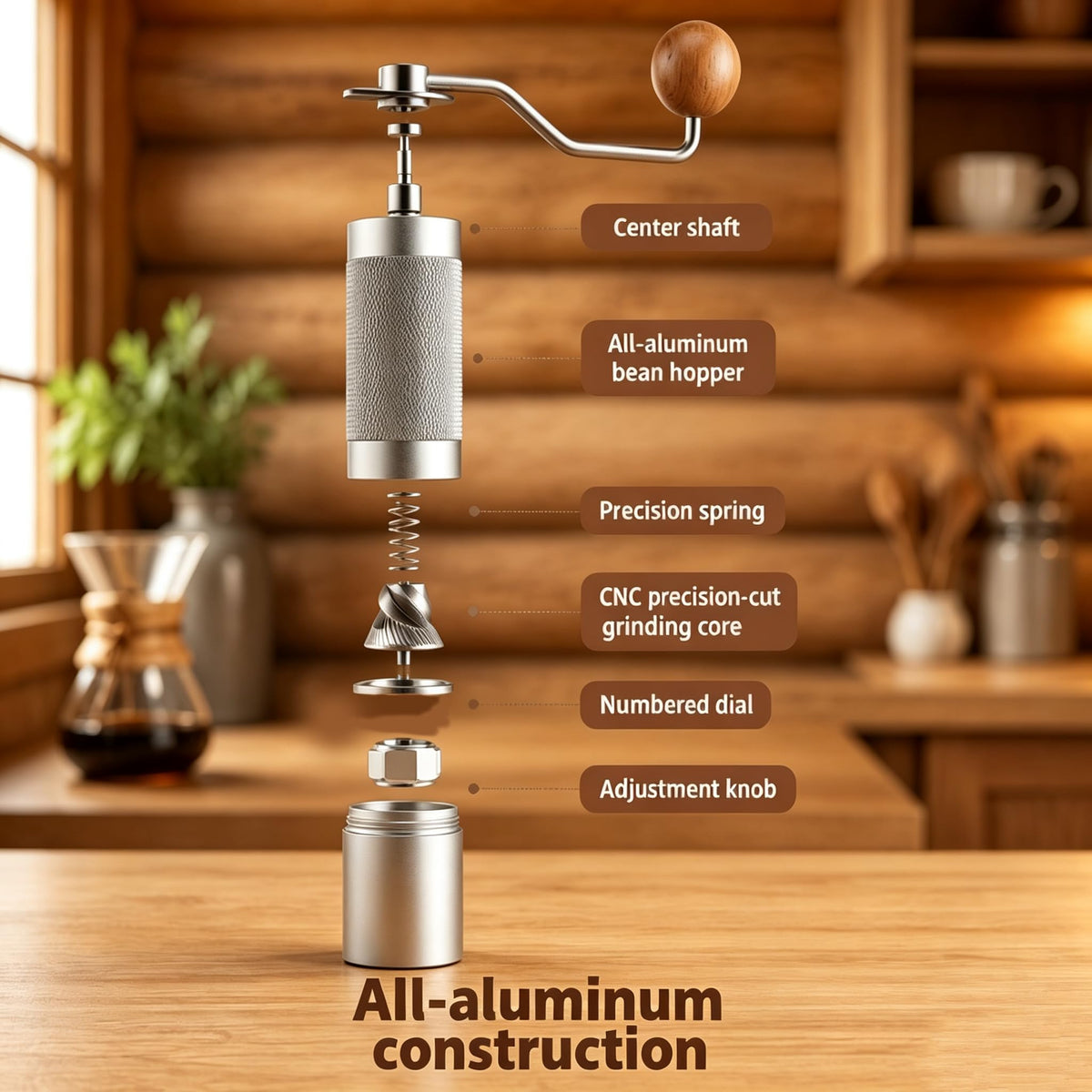 Manual Stainless Steel Conical Burr Coffee Grinder X655022