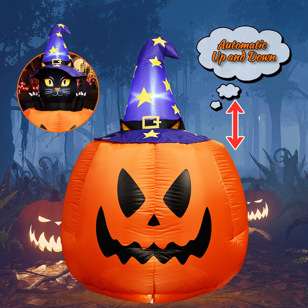 Halloween Inflatable Animated Witch Cat in Pumpkin Z501