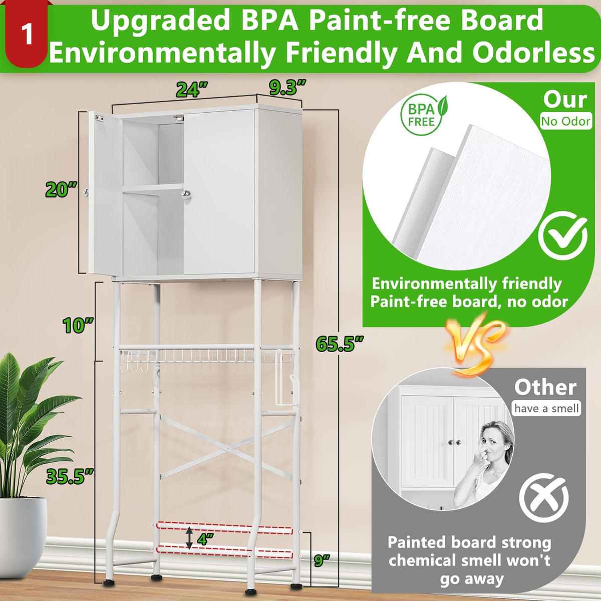 White 2-Door Over The Toilet Storage Cabinet F4634