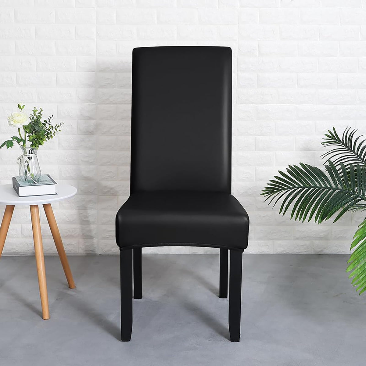 Black 6 Set Waterproof Dining Room Chair Cover D73936