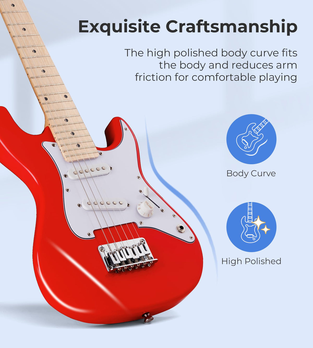 30 Inch Kids Electric Guitar Starter Kit with Amp Red J285636