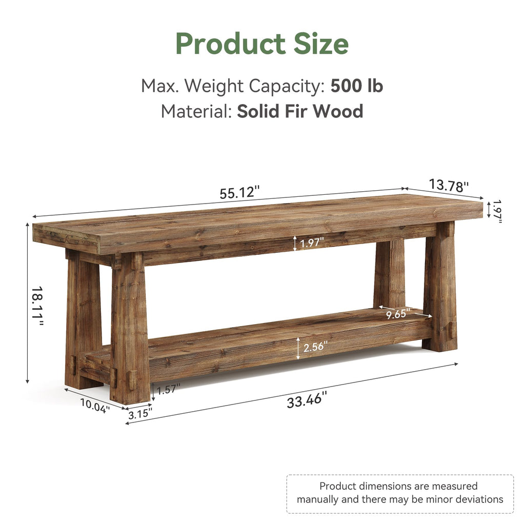 55" Wood Entryway Bench with Shoe Storage L1600