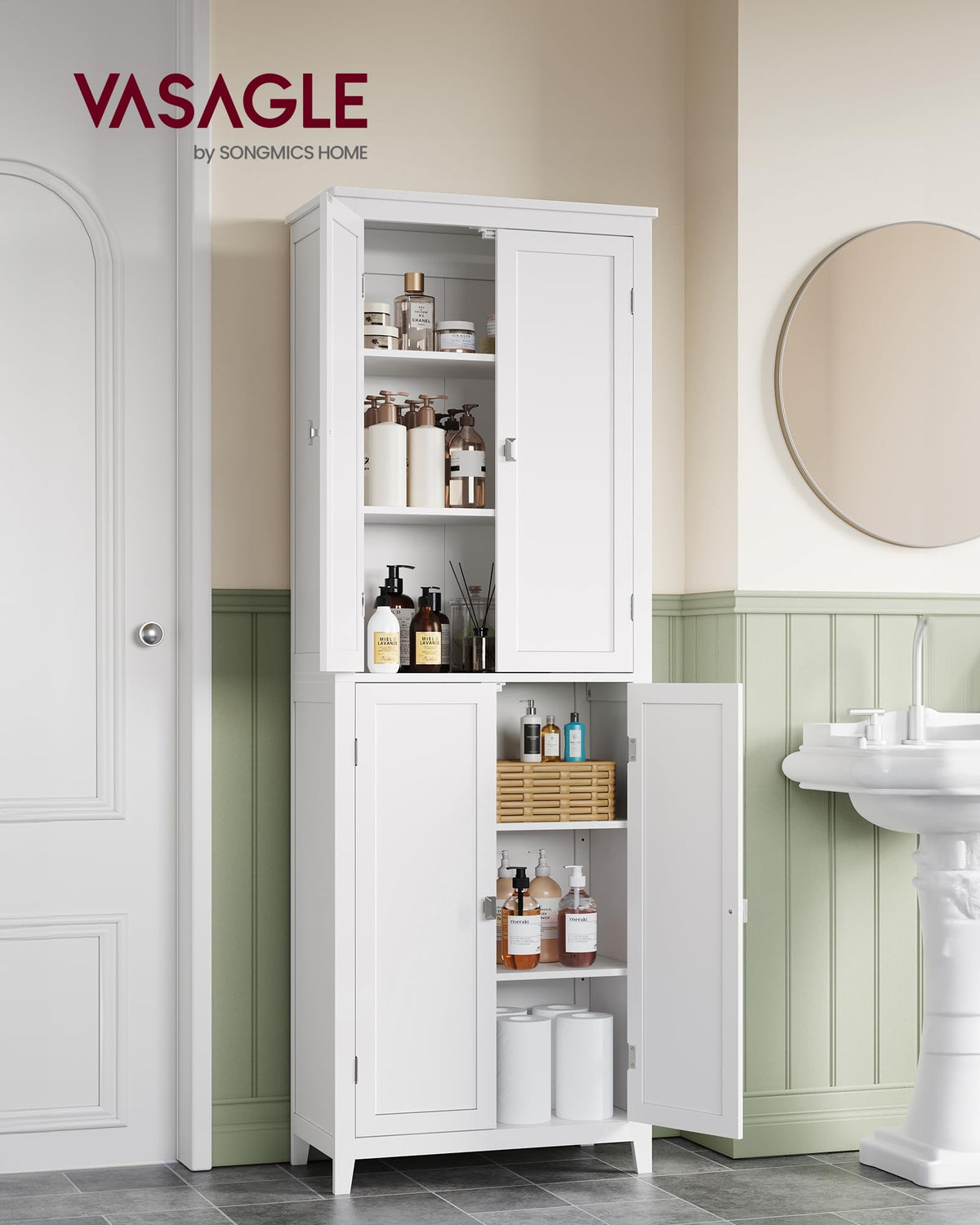 Tall Storage Cabinet with 4 Doors and 4 Adjustable Shelves B97348