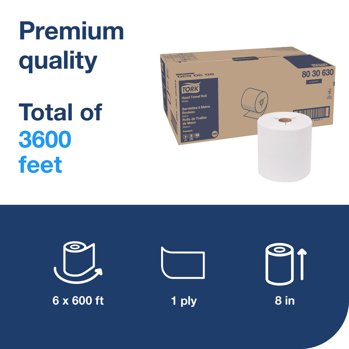 White Roll Hand Towel 6 Rolls J50870