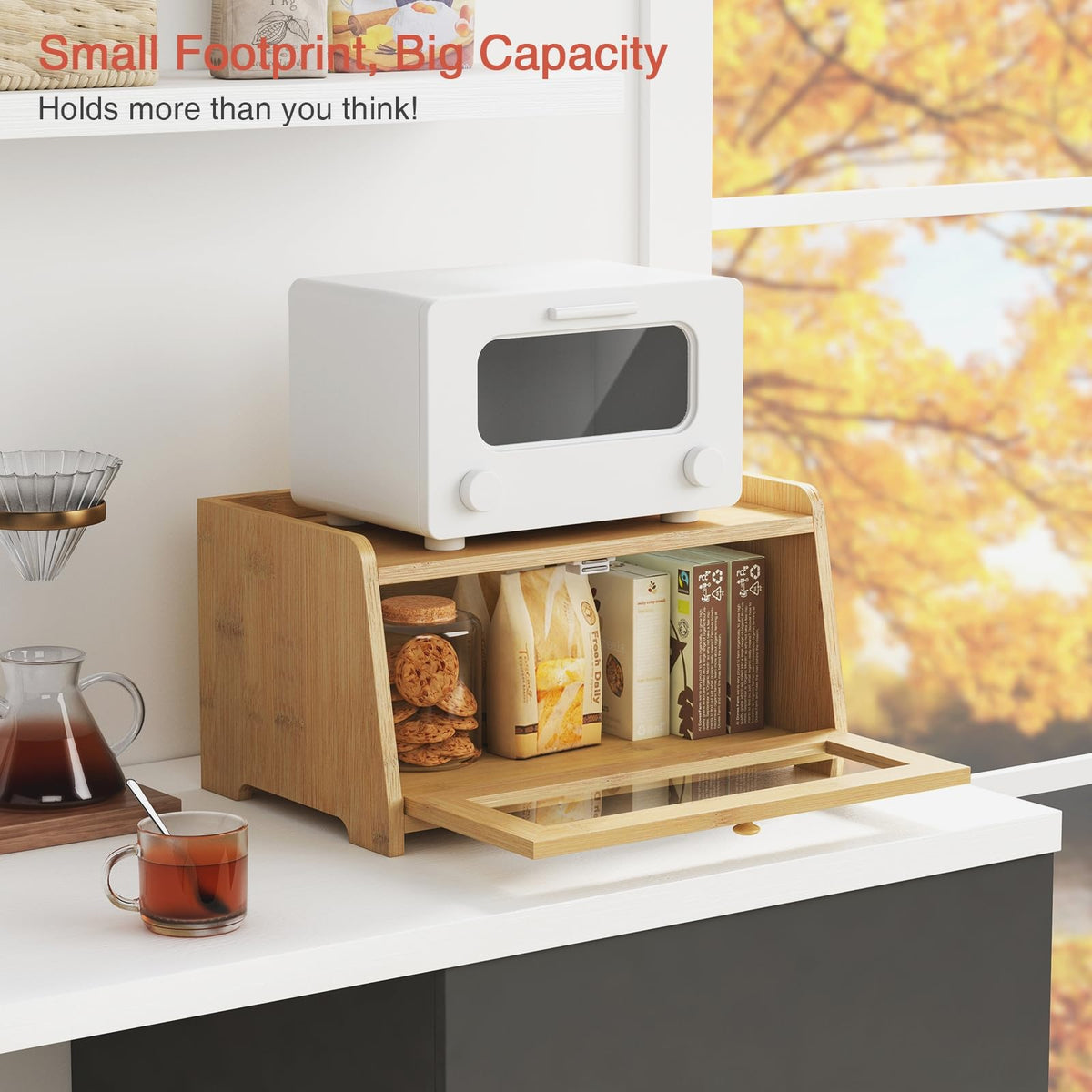 Wood Bread Box with Window D358