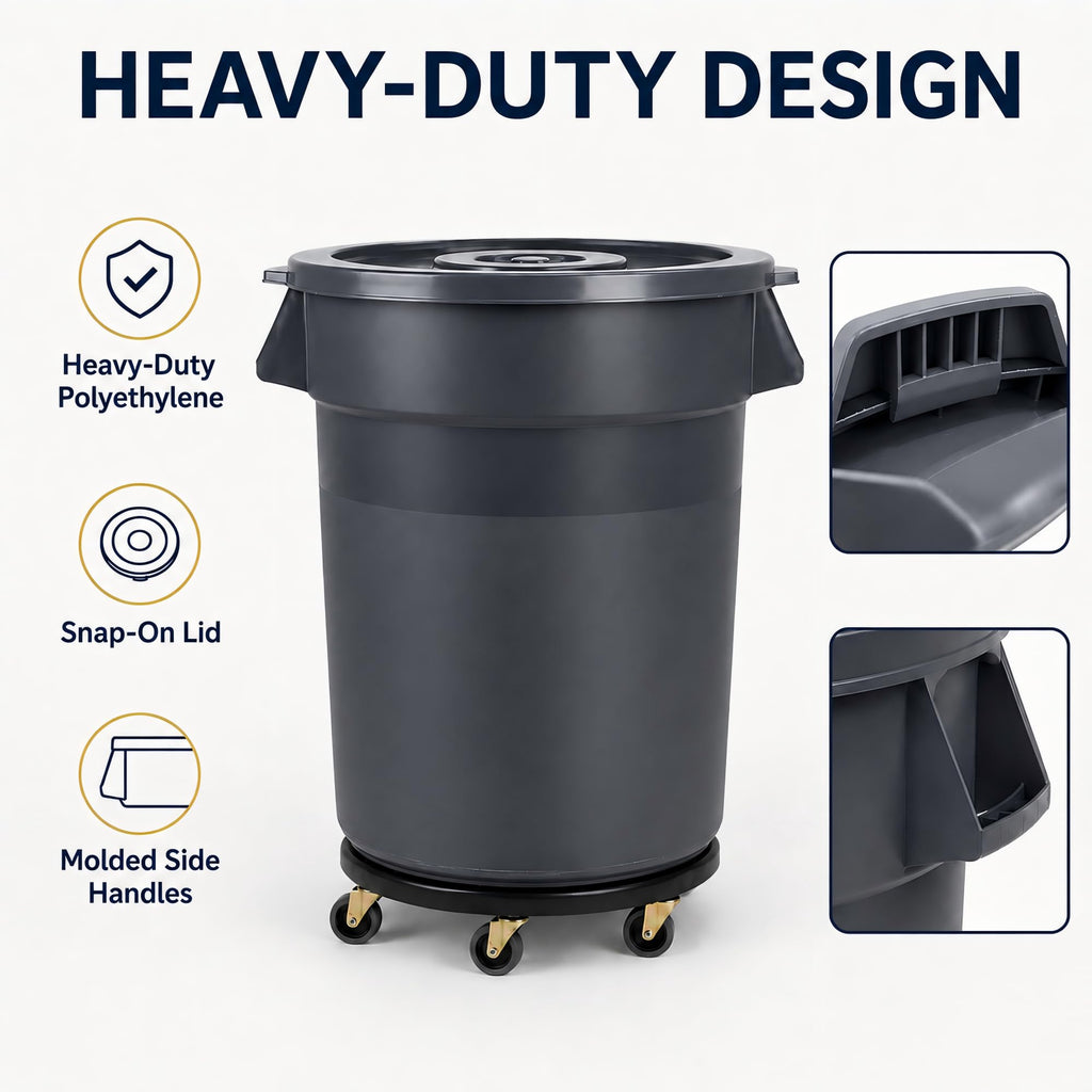32 Gallon Trash Can with Wheels and Lid, 2 Pack S265680