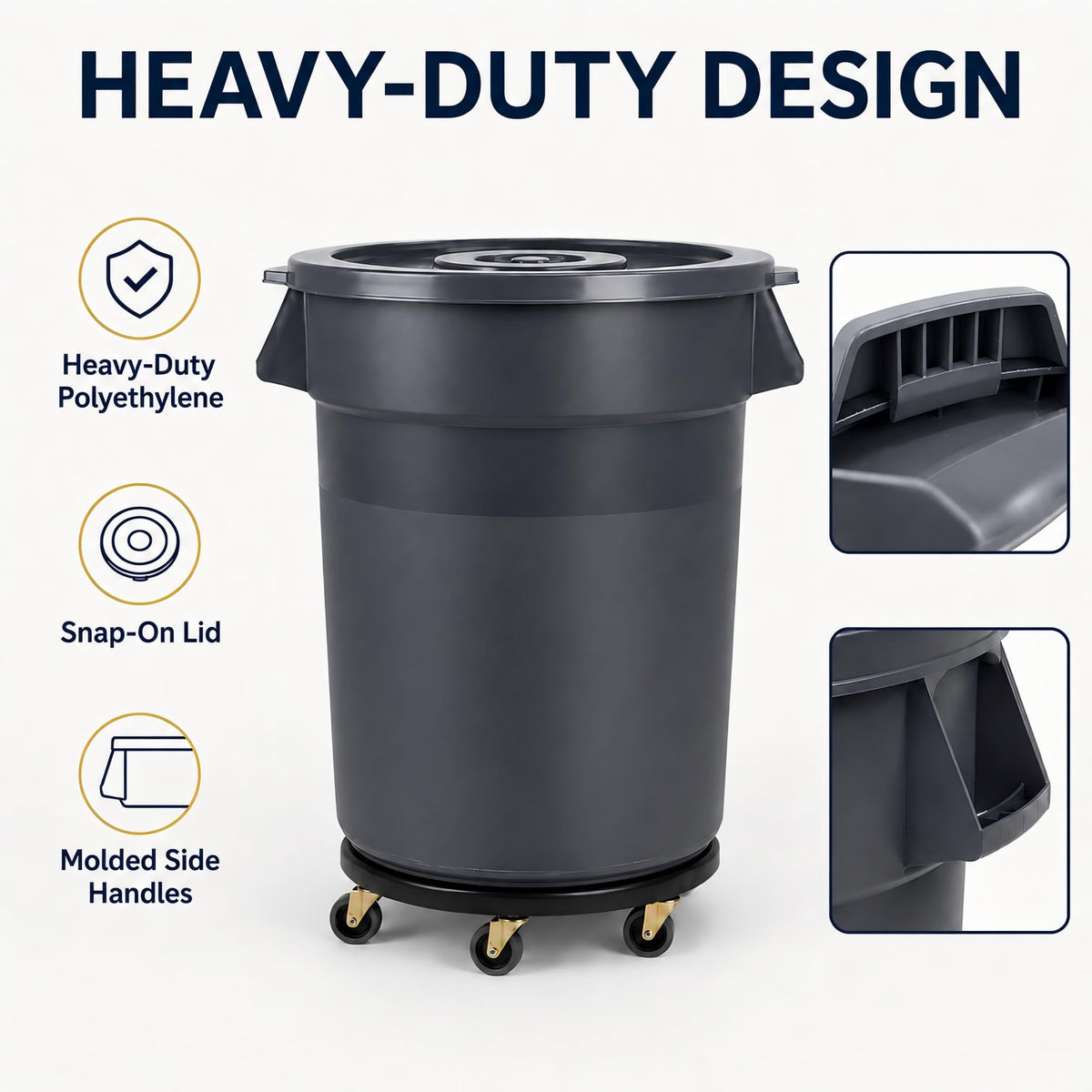 32 Gallon Trash Can with Wheels and Lid, 2 Pack S265680