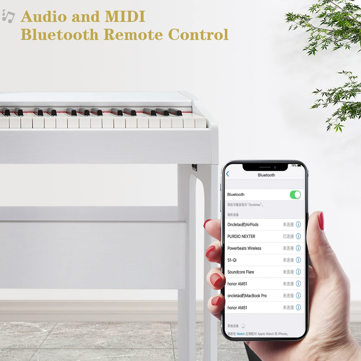 88-Key Digital Piano Full Weighted Hammer Action Triple Pedals White H632835