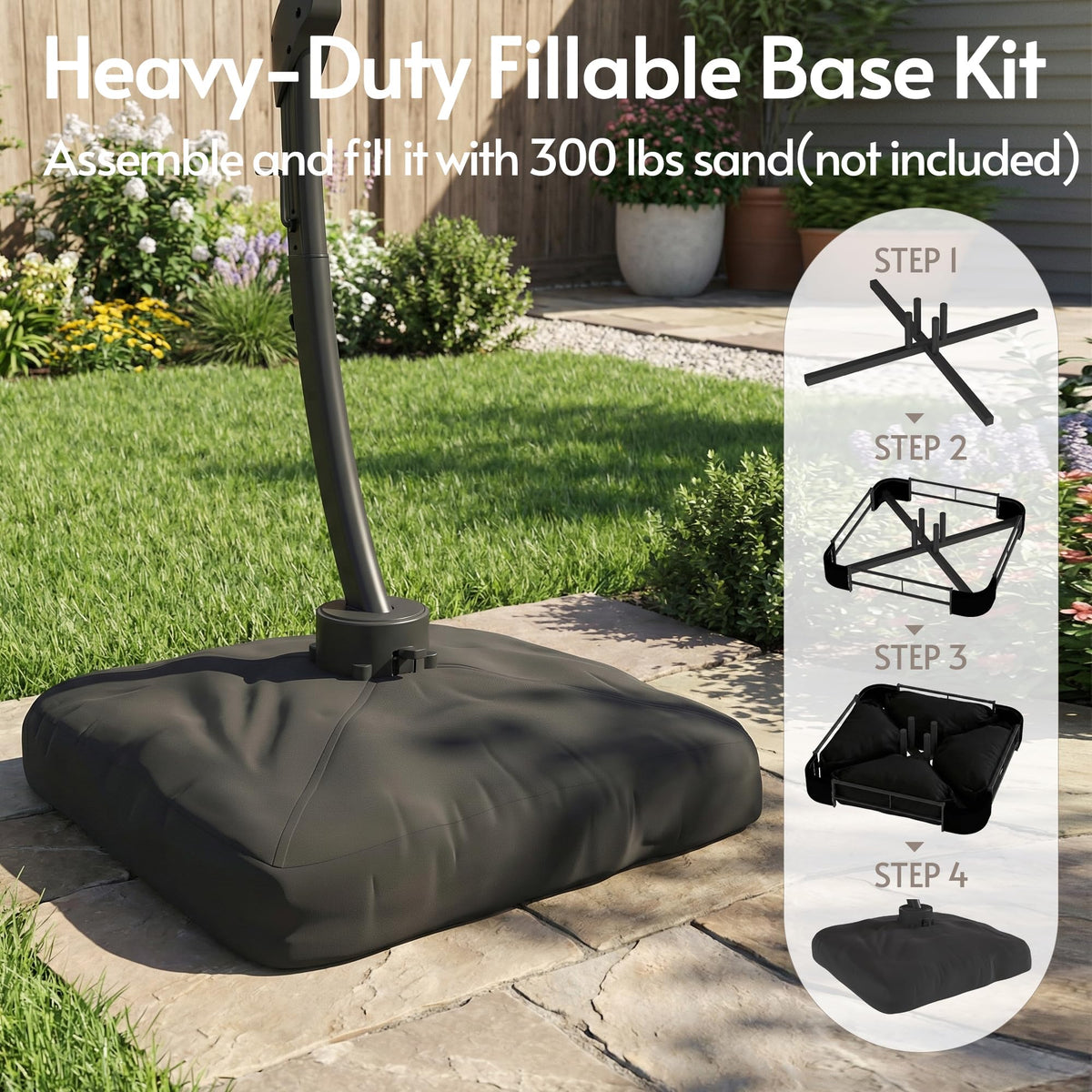 11x11ft Solar Powered Led Cantilever Umbrella with Base W906905