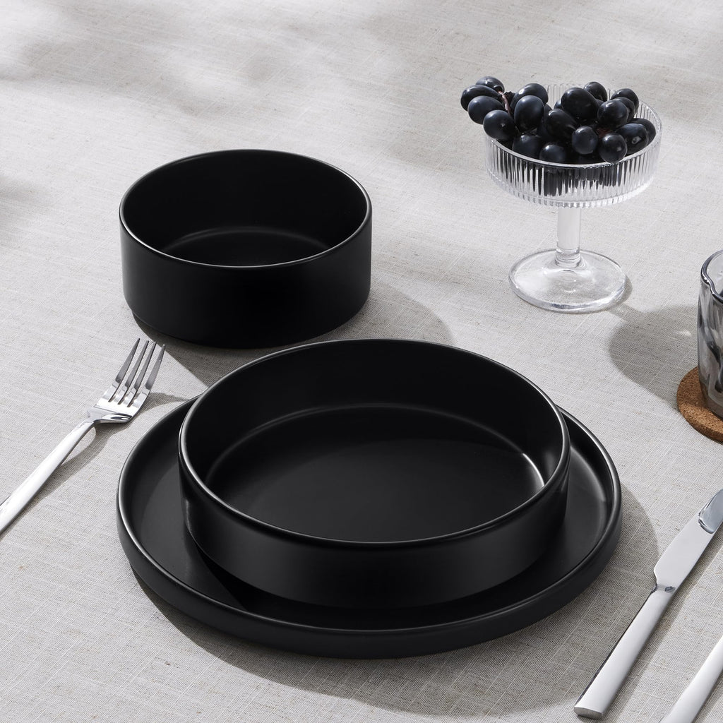 Black Ceramic Pasta Bowls Set of 4 Q75912
