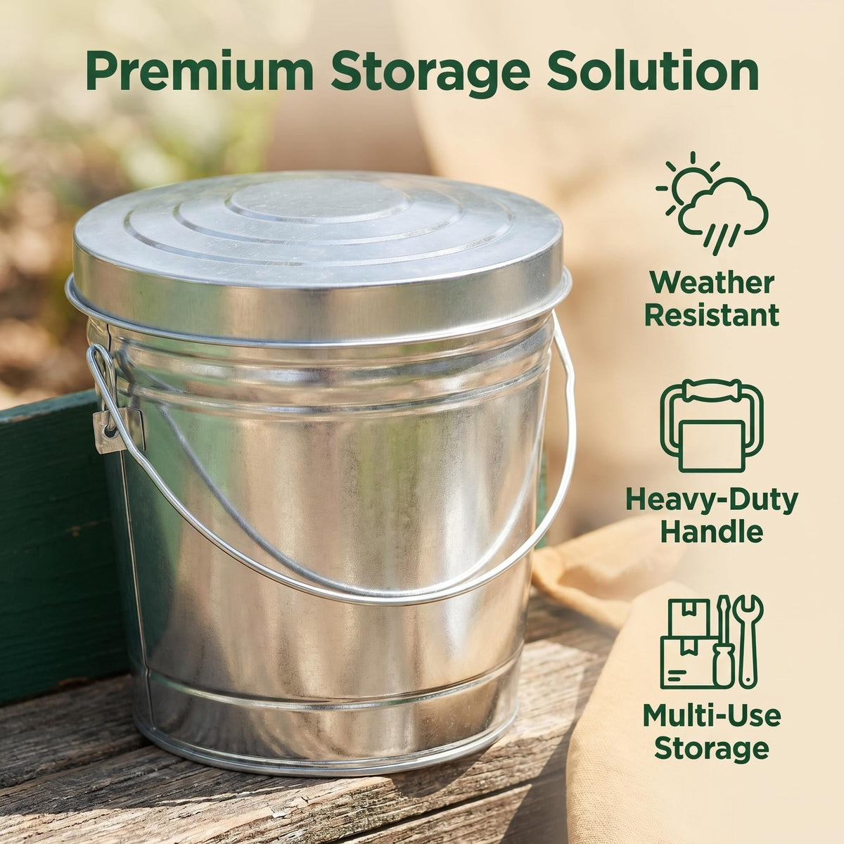 6 Gallon Galvanized Steel Bucket with Wire Bail Handle M5097