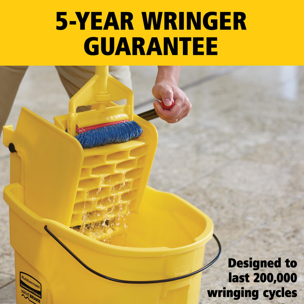 26 Qt. Side-Press Mop Bucket and Wringer Combo on Wheels, Yellow O1652