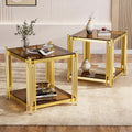 Gold Square Glass End Table, Set of 2 Q35599