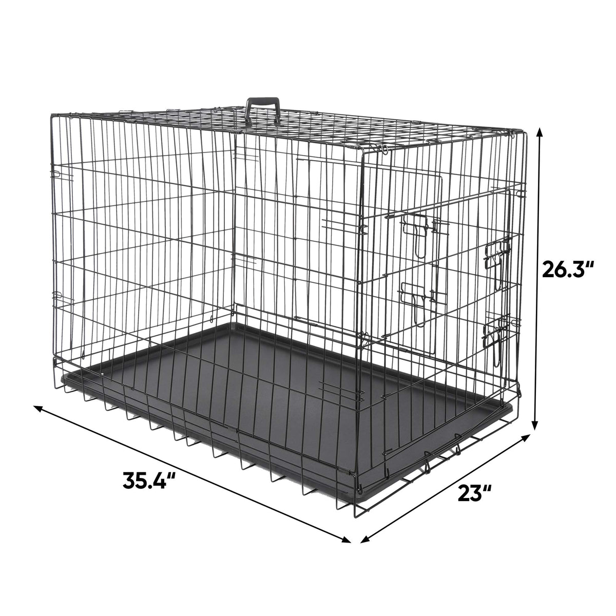 42 Inch Folding Metal Dog Crate with Tray and Handle F79850
