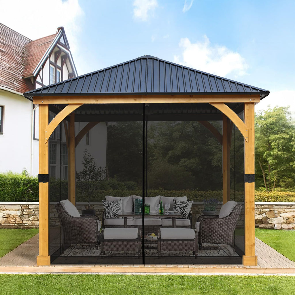 10' x 10' Black Gazebo Netting Screen Replacement E971108