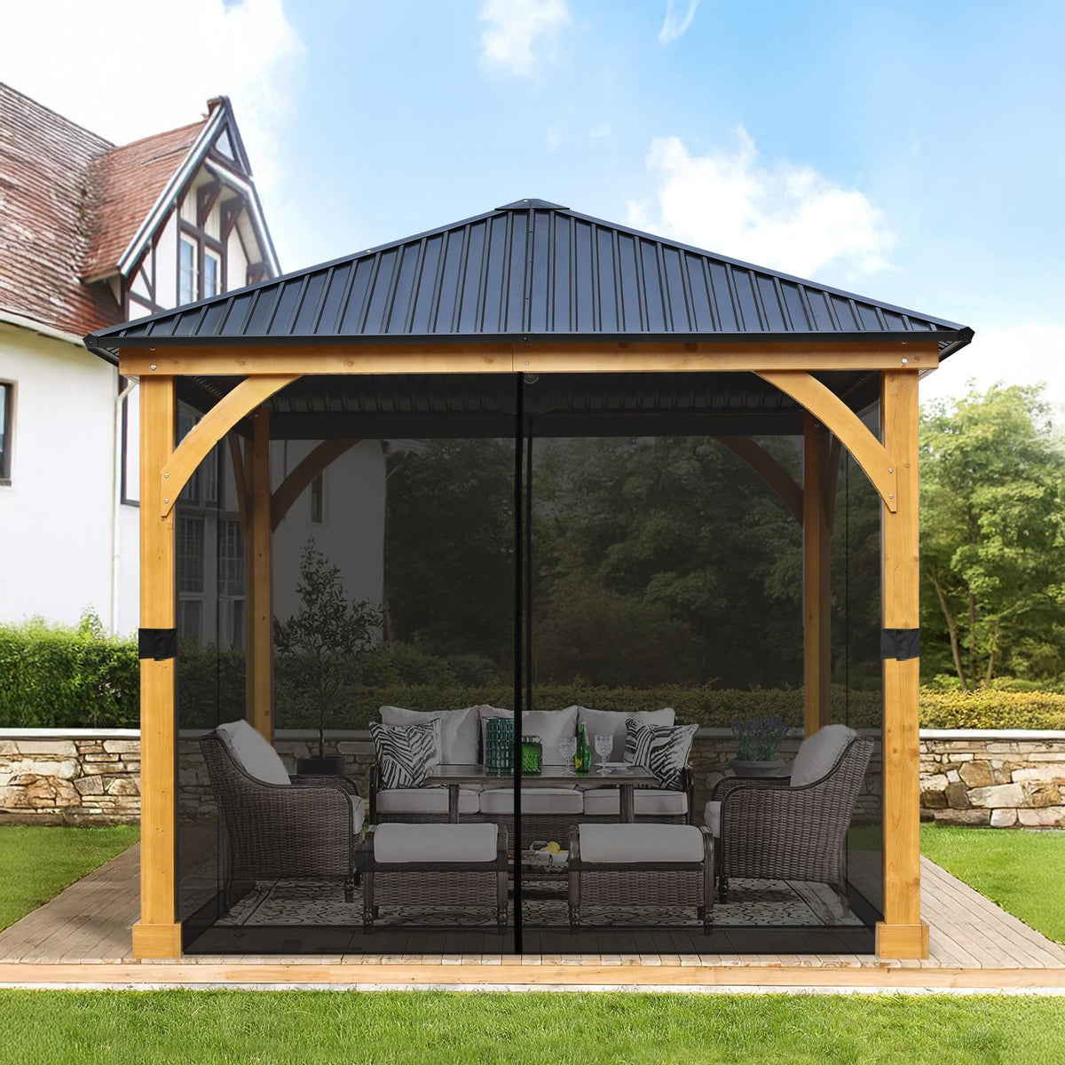 10' x 10' Black Gazebo Netting Screen Replacement E971108