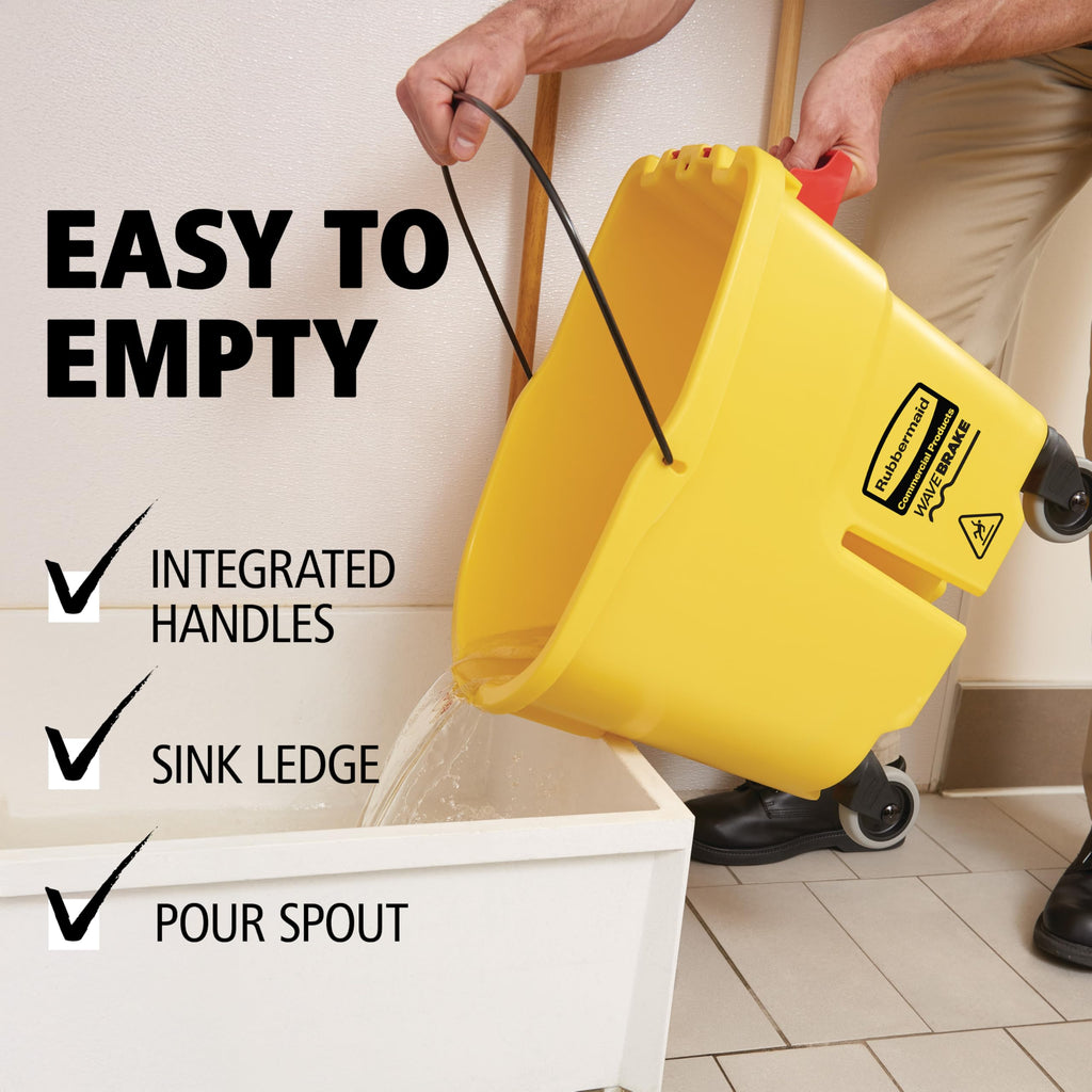 26 Qt. Side-Press Mop Bucket and Wringer Combo on Wheels, Yellow O1652