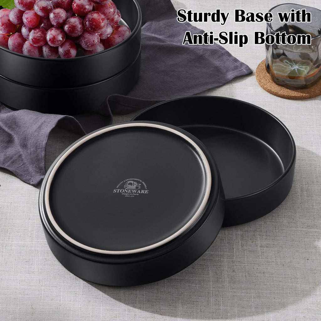 Black Ceramic Pasta Bowls Set of 4 Q75912