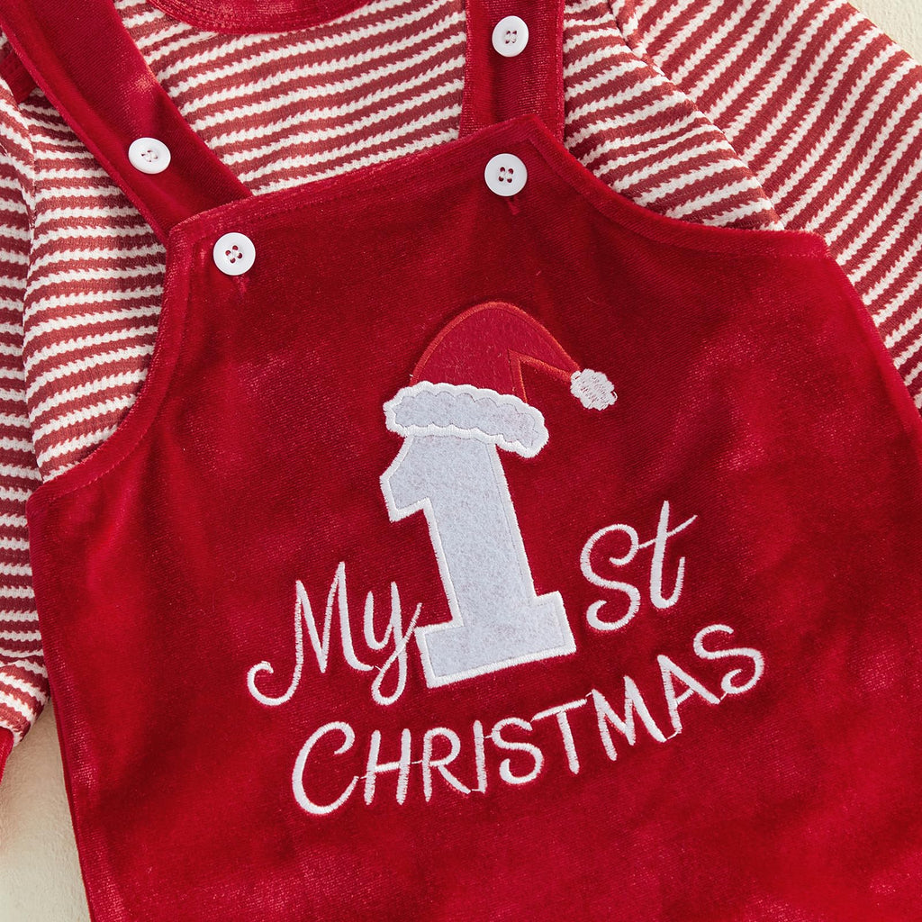 Christmas Baby Boy Outfit Romper Overalls Set Q997