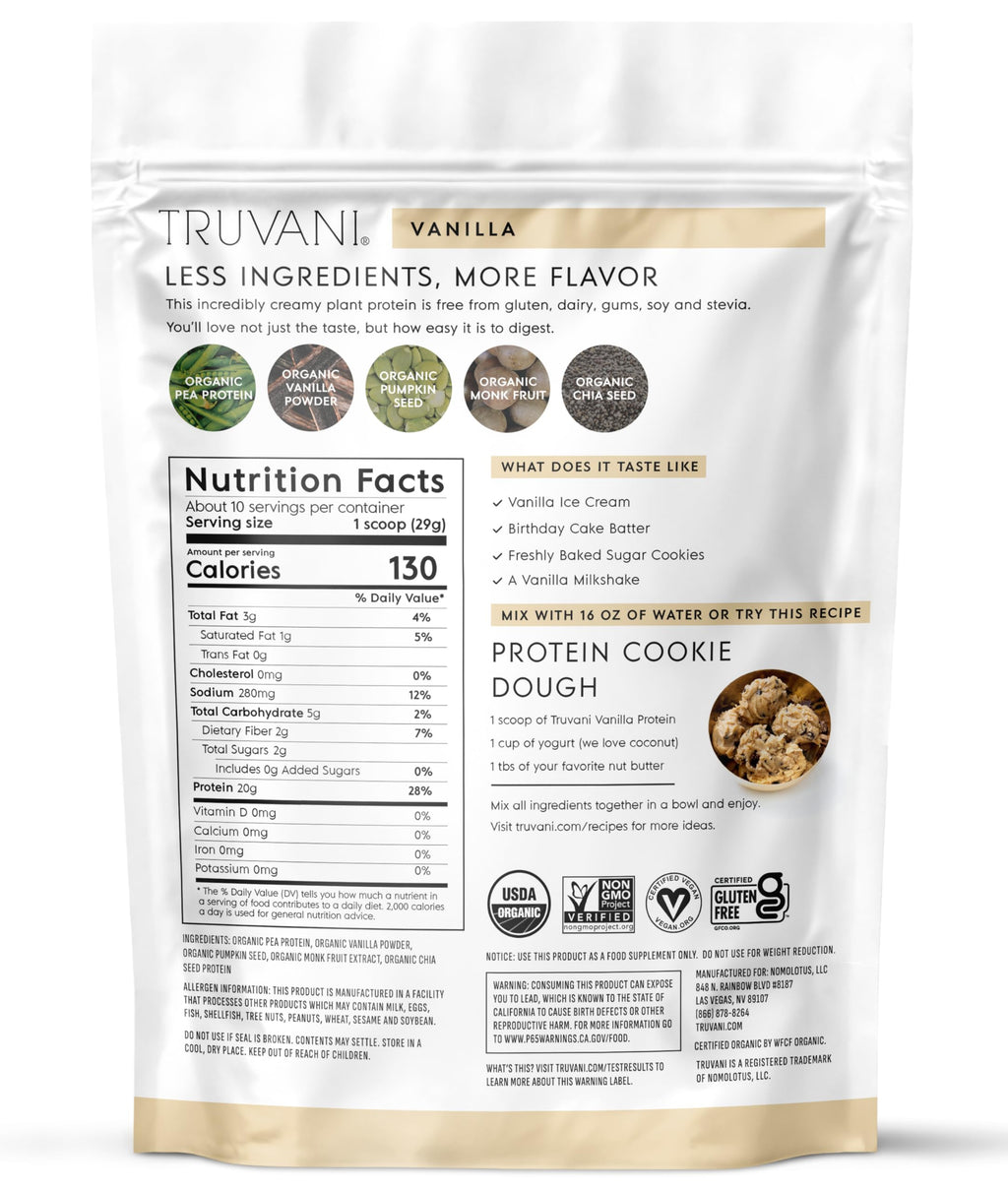 Organic Plant Based Protein Powder Vanilla 10 Servings H1895