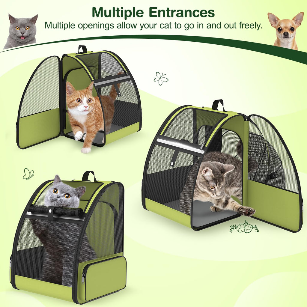 Green Expandable Breathable Mesh Cat Backpack Carrier C643