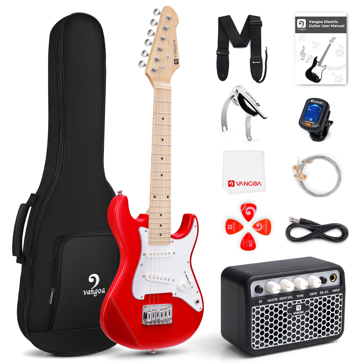 30 Inch Kids Electric Guitar Starter Kit with Amp Red J285636
