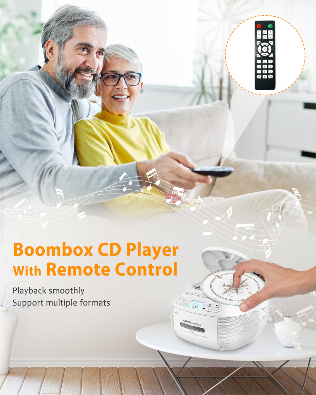 CD Player Boombox Cassette Player Combo with Bluetooth, AM/FM Radio G61587