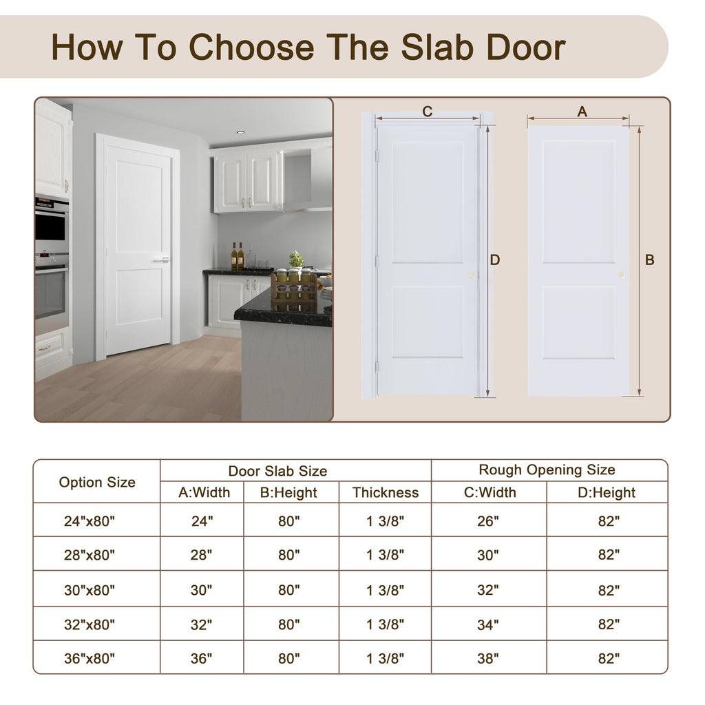 36"x80" Left-Hand Prehung Interior Door with Knock Down Jamb Kit A9122