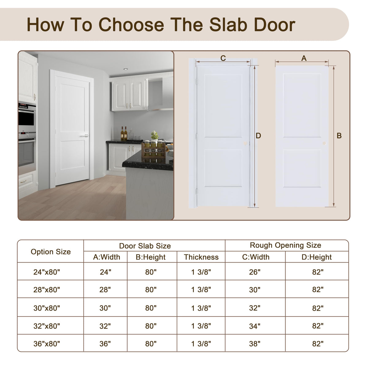 36"x80" Left-Hand Prehung Interior Door with Knock Down Jamb Kit A9122