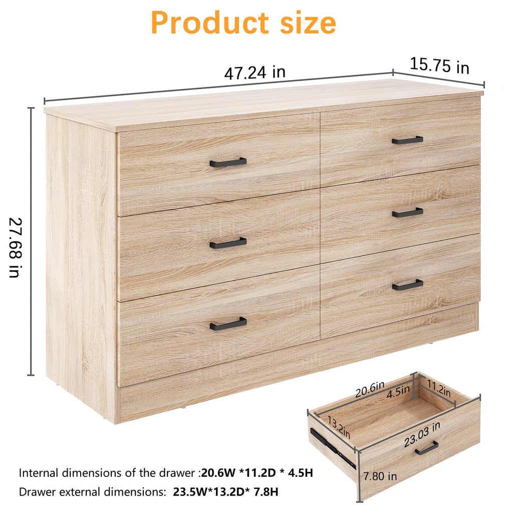 Light Oak 6 Drawer Dresser T363500