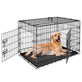 42 Inch Folding Metal Dog Crate with Tray and Handle F79850