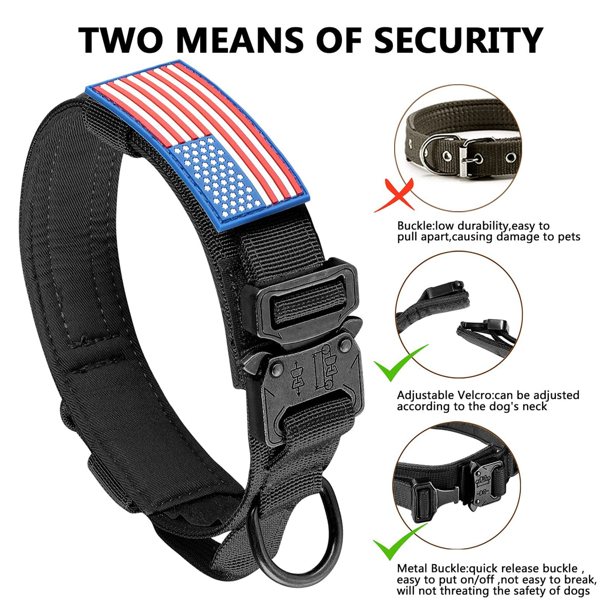 Adjustable Nylon Tactical Dog Collar with Control Handle F70459