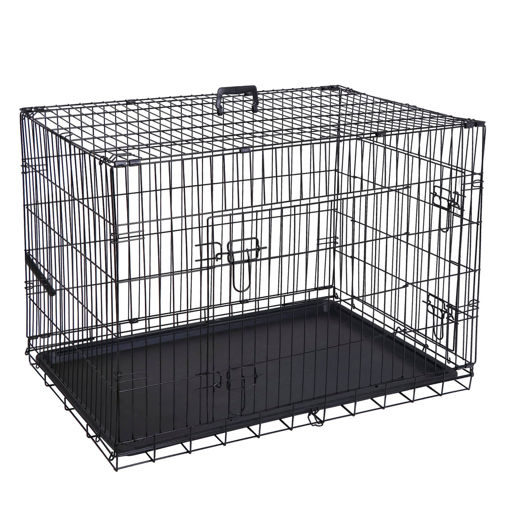 42 Inch Folding Metal Dog Crate with Tray and Handle F79850
