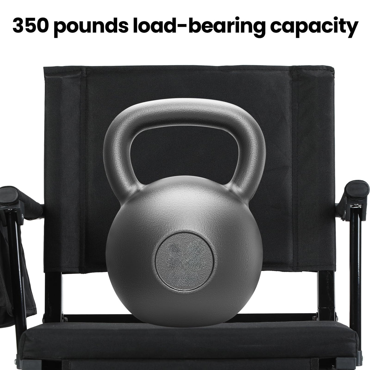 2 Pcs Folding Stadium Seat with Back Support & Cushion Black N964
