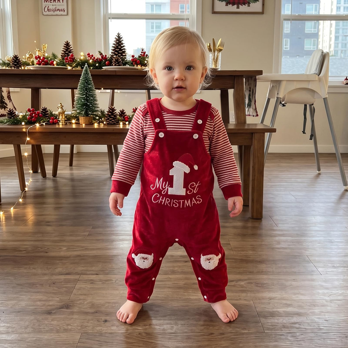 Christmas Baby Boy Outfit Romper Overalls Set Q997